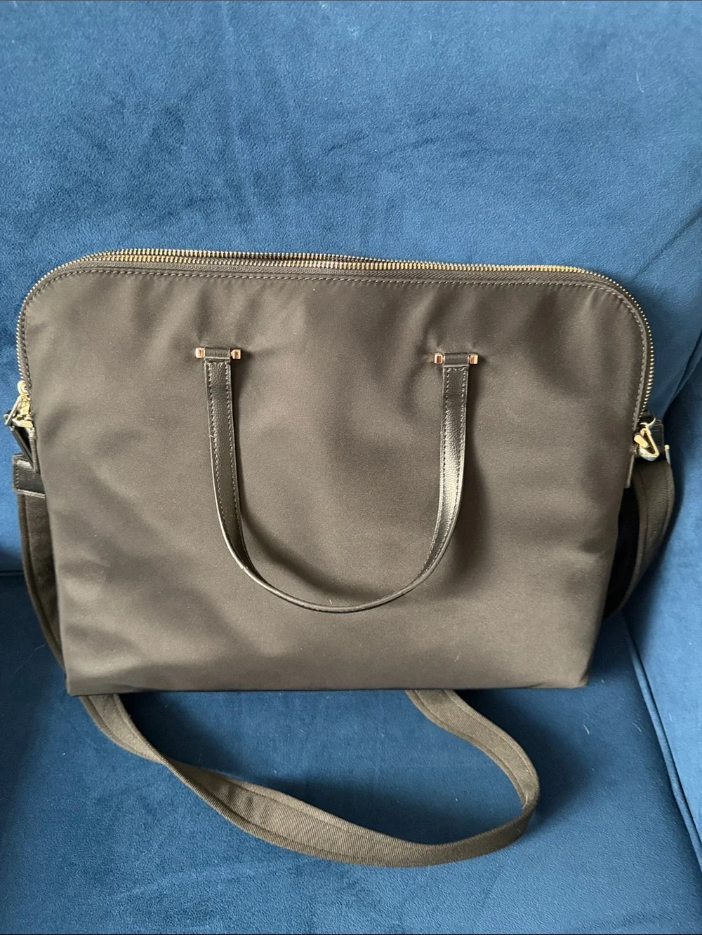 Kate Spade Black Nylon briefcase tote with Crossbody Strap